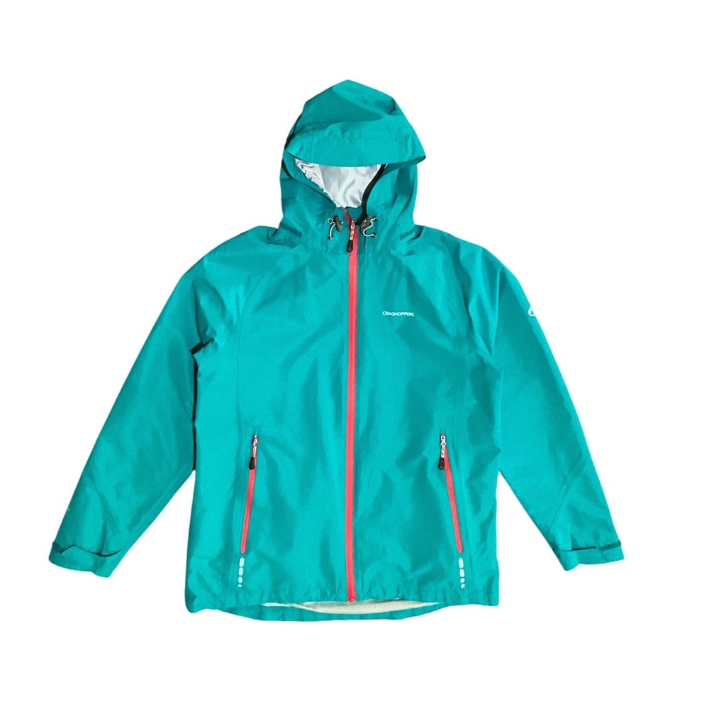 Craghoppers Aquadry Waterproof Rain Hooded Jacket Teal Green Womens US 10